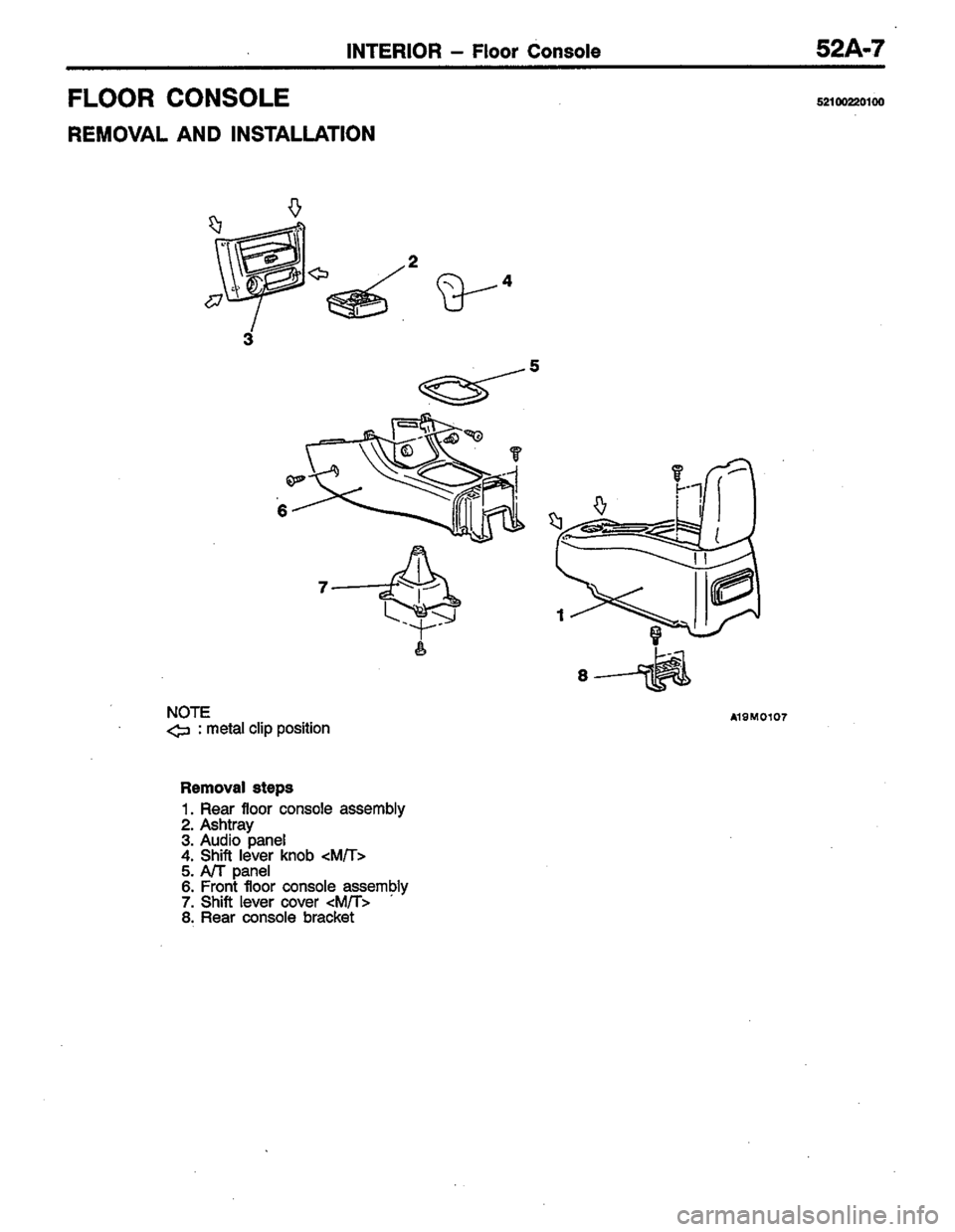 MITSUBISHI COLT 1996  Workshop Manual 