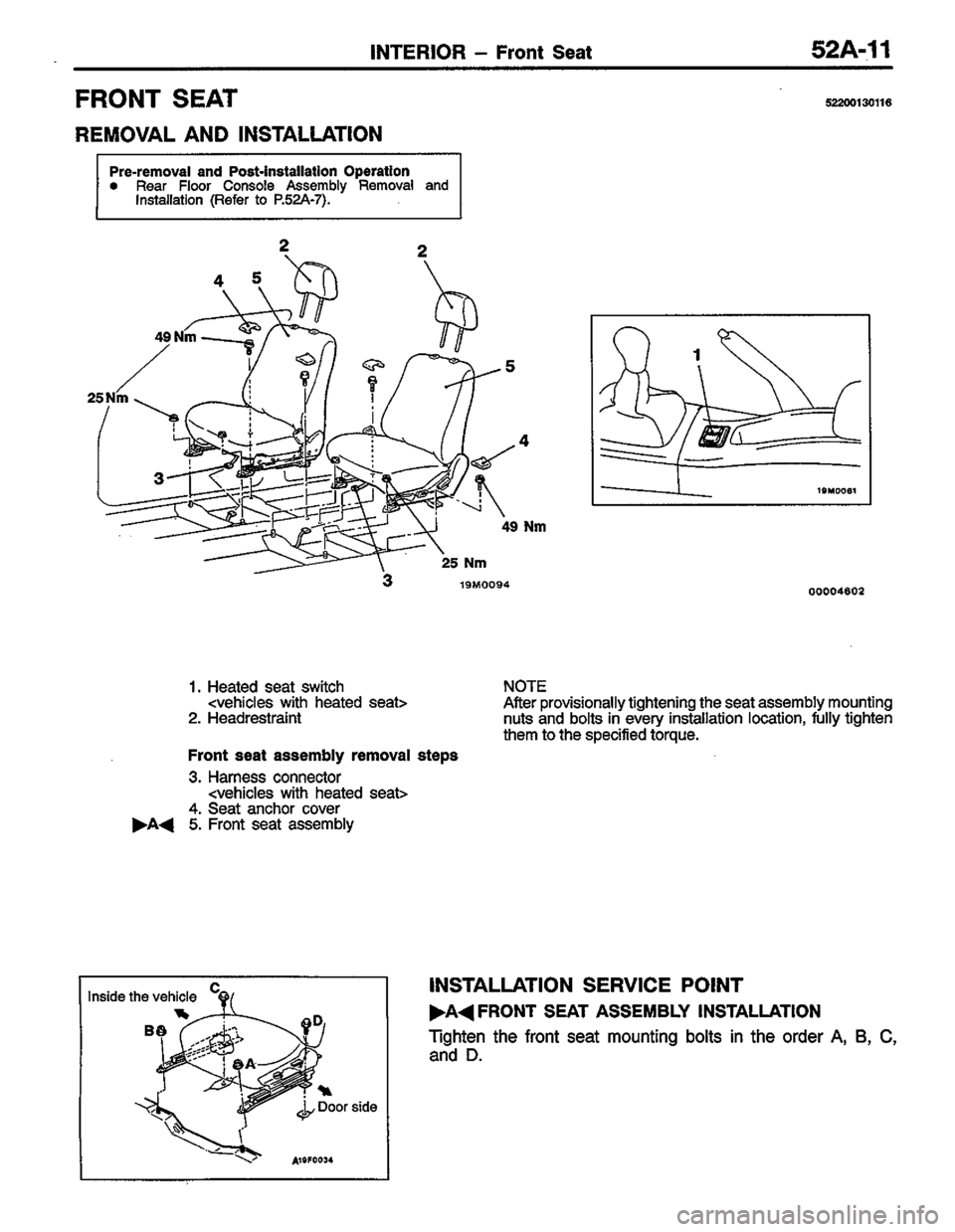 MITSUBISHI COLT 1996  Workshop Manual 