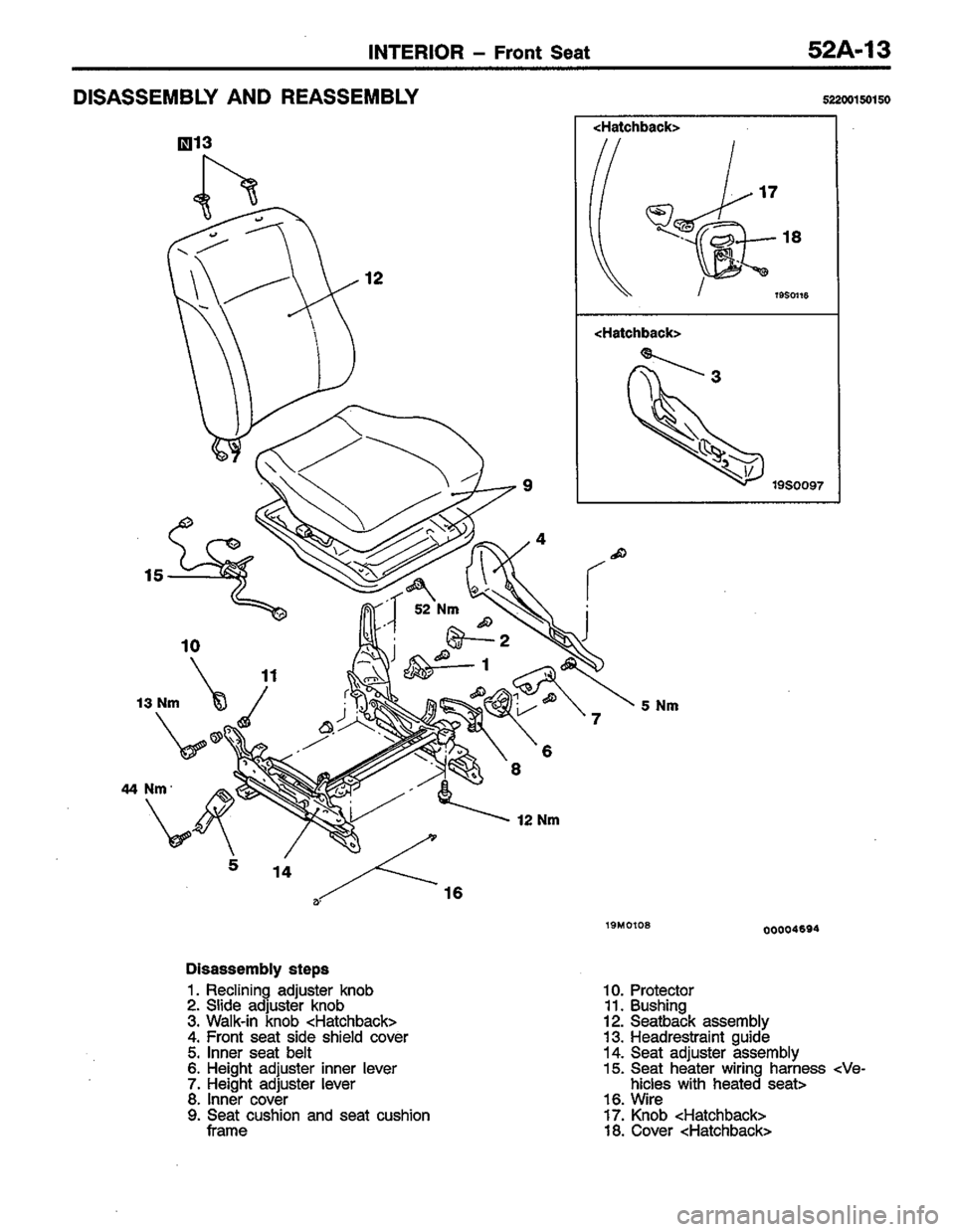 MITSUBISHI COLT 1996  Workshop Manual 