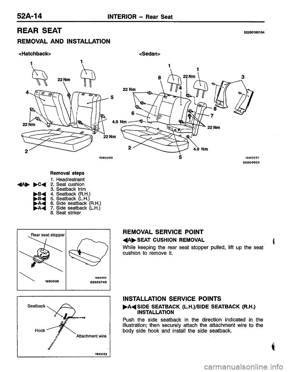 MITSUBISHI COLT 1996  Workshop Manual 