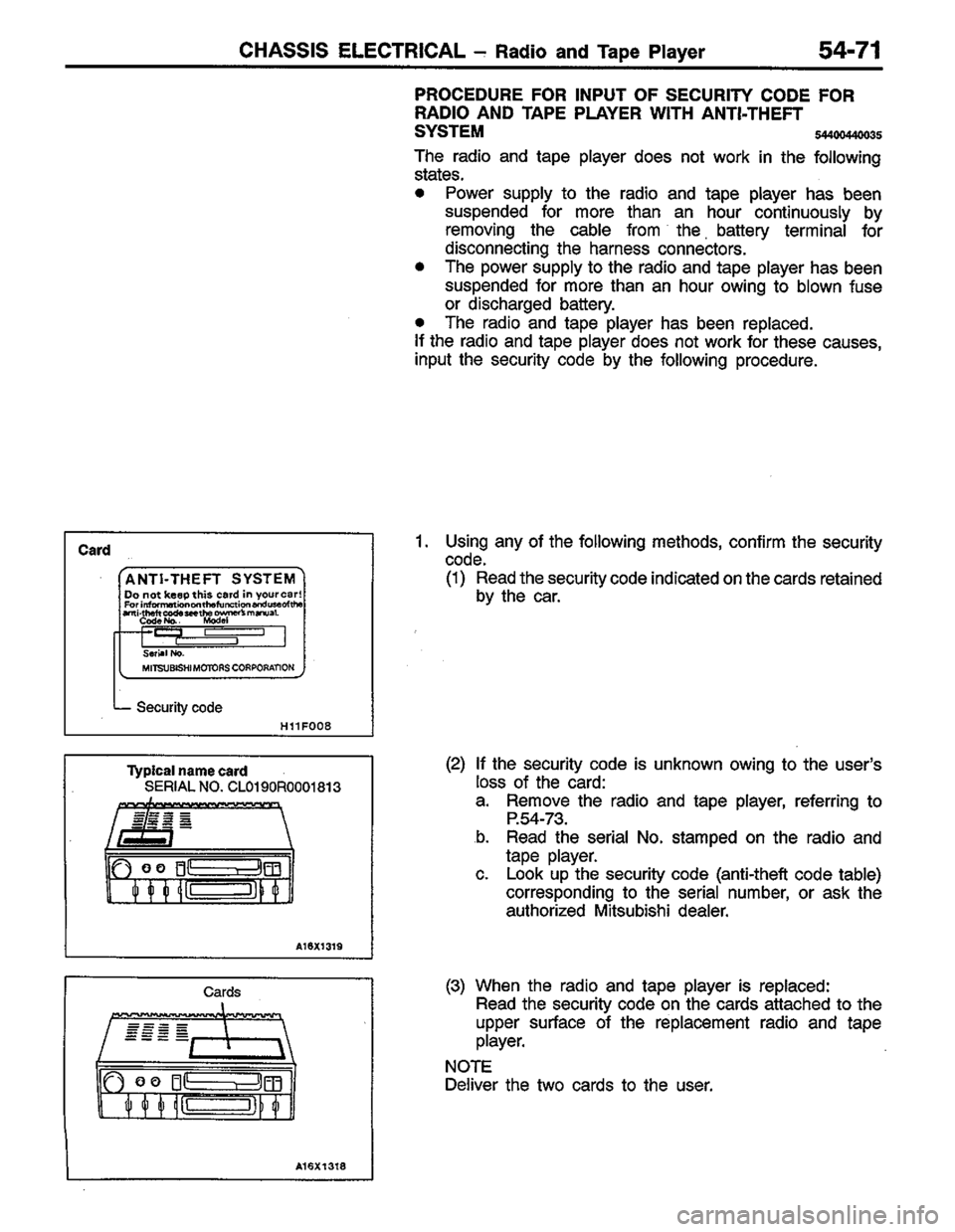 MITSUBISHI COLT 1996  Workshop Manual 