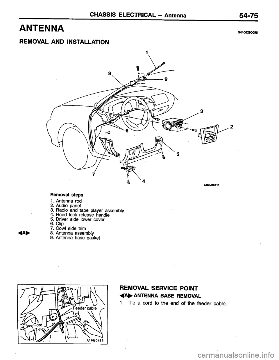 MITSUBISHI COLT 1996  Workshop Manual 