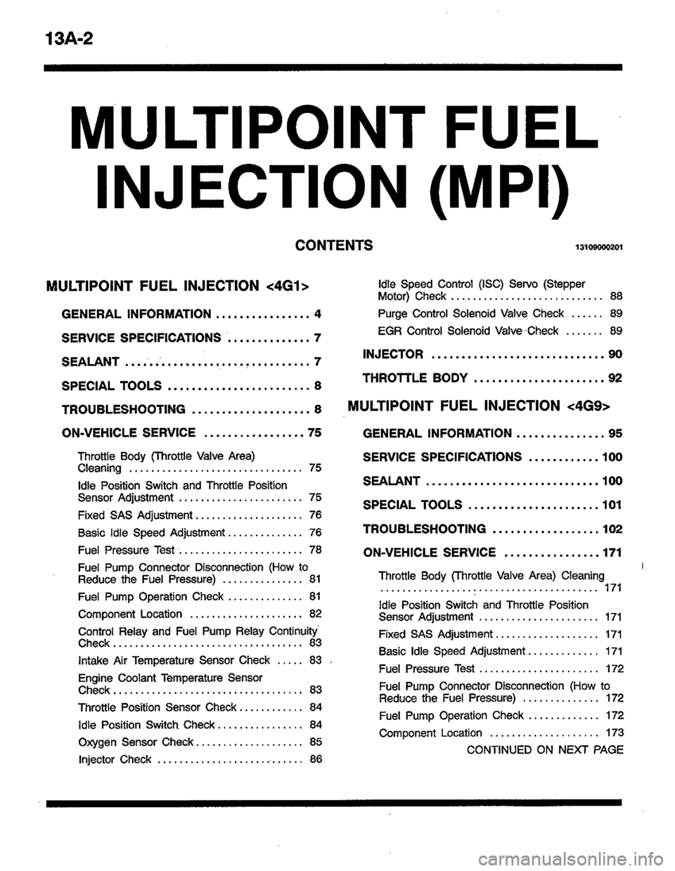 MITSUBISHI COLT 1996  Workshop Manual 