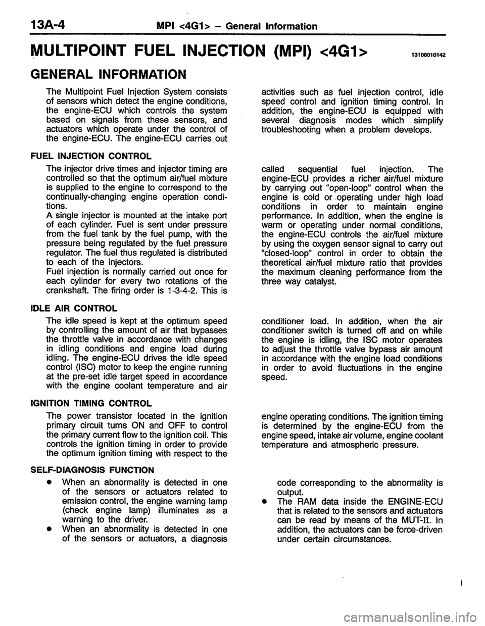 MITSUBISHI COLT 1996  Workshop Manual 