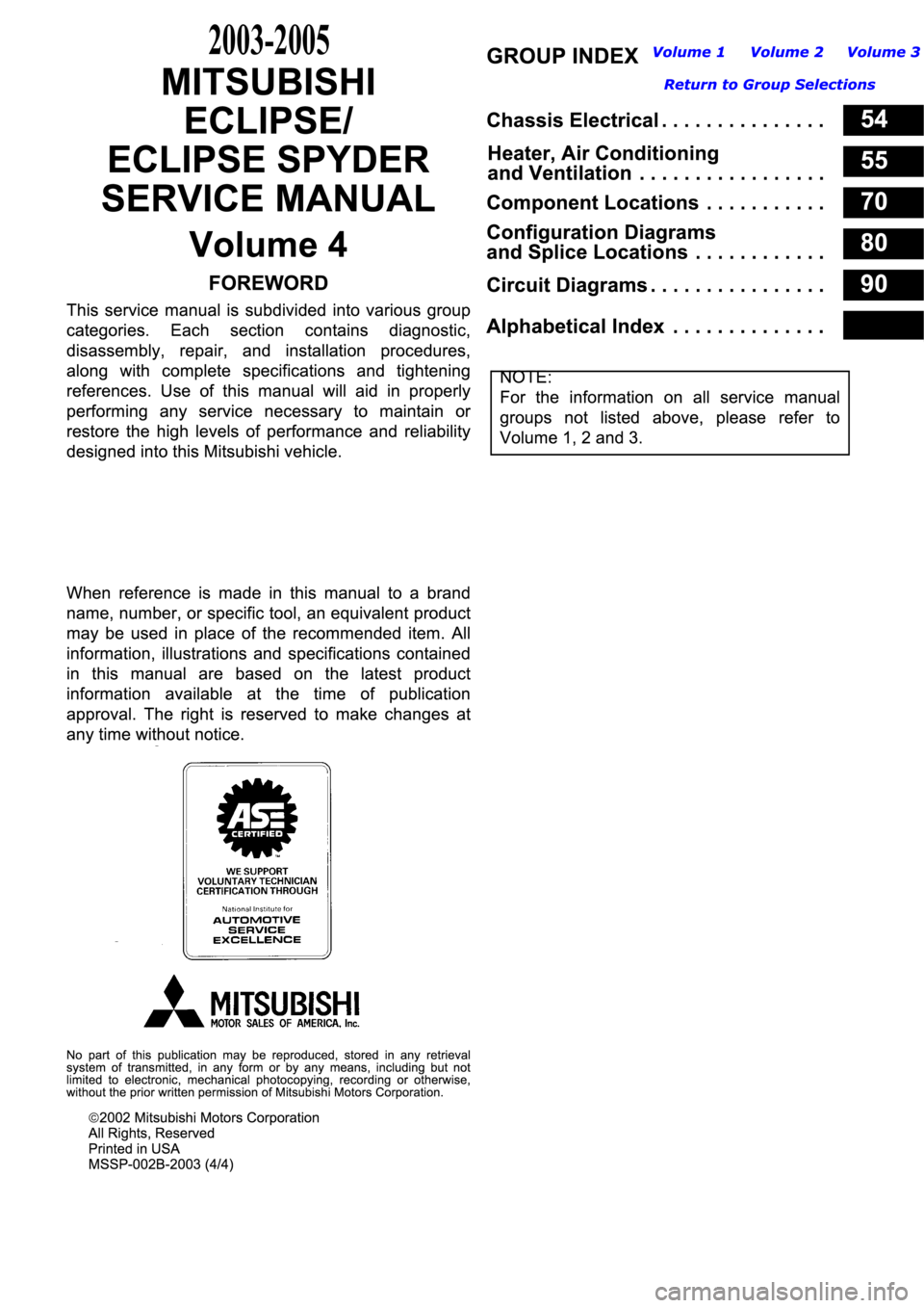MITSUBISHI ECLIPSE 2003  Service Repair Manual 2003-2005 