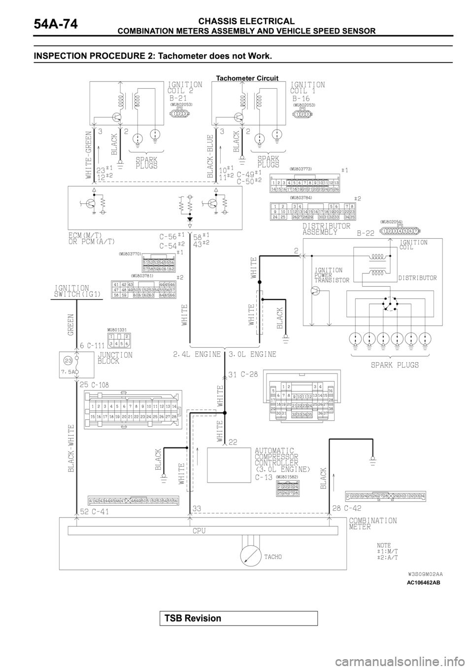 MITSUBISHI ECLIPSE 2003  Service Repair Manual AC106462
Tachometer Circuit
AB 