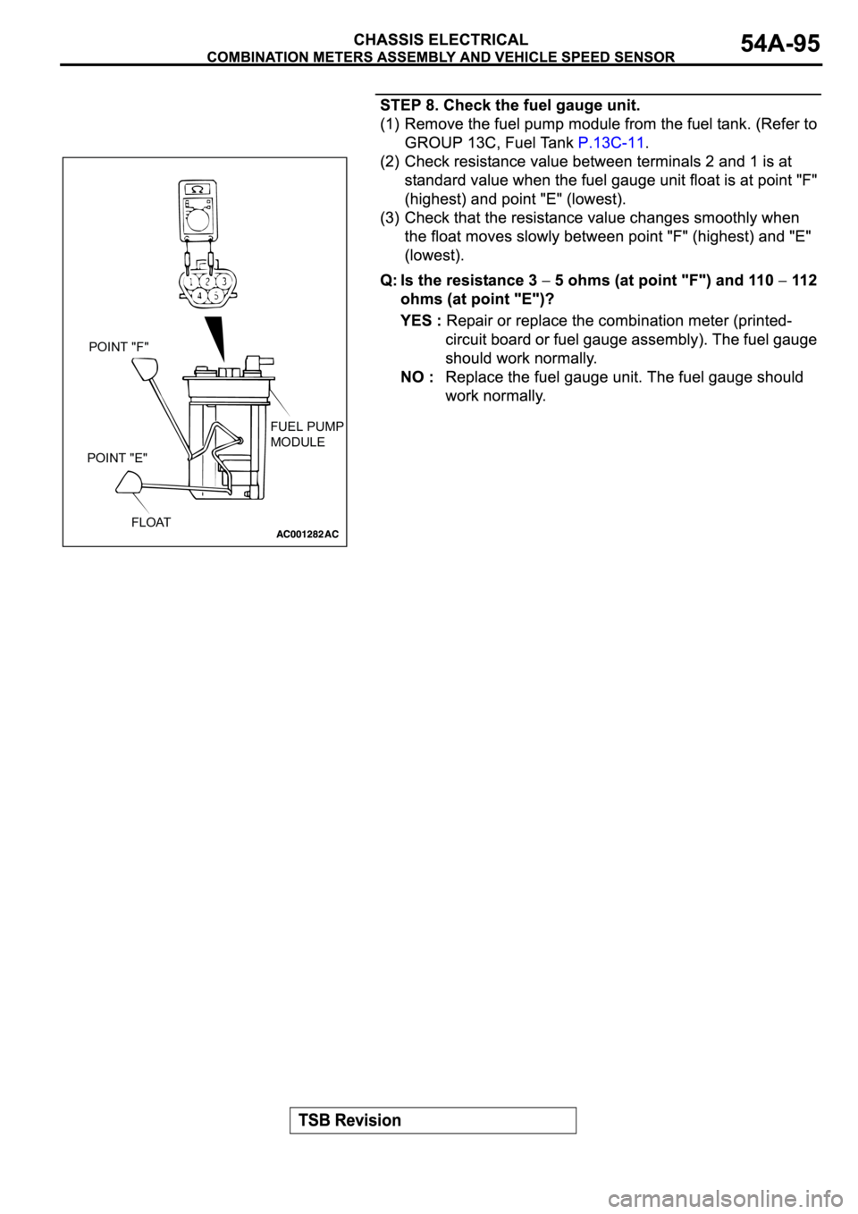 MITSUBISHI ECLIPSE 2003  Service Repair Manual POINT "E"
FLOATFUEL PUMP
MODULE
POINT "F" 