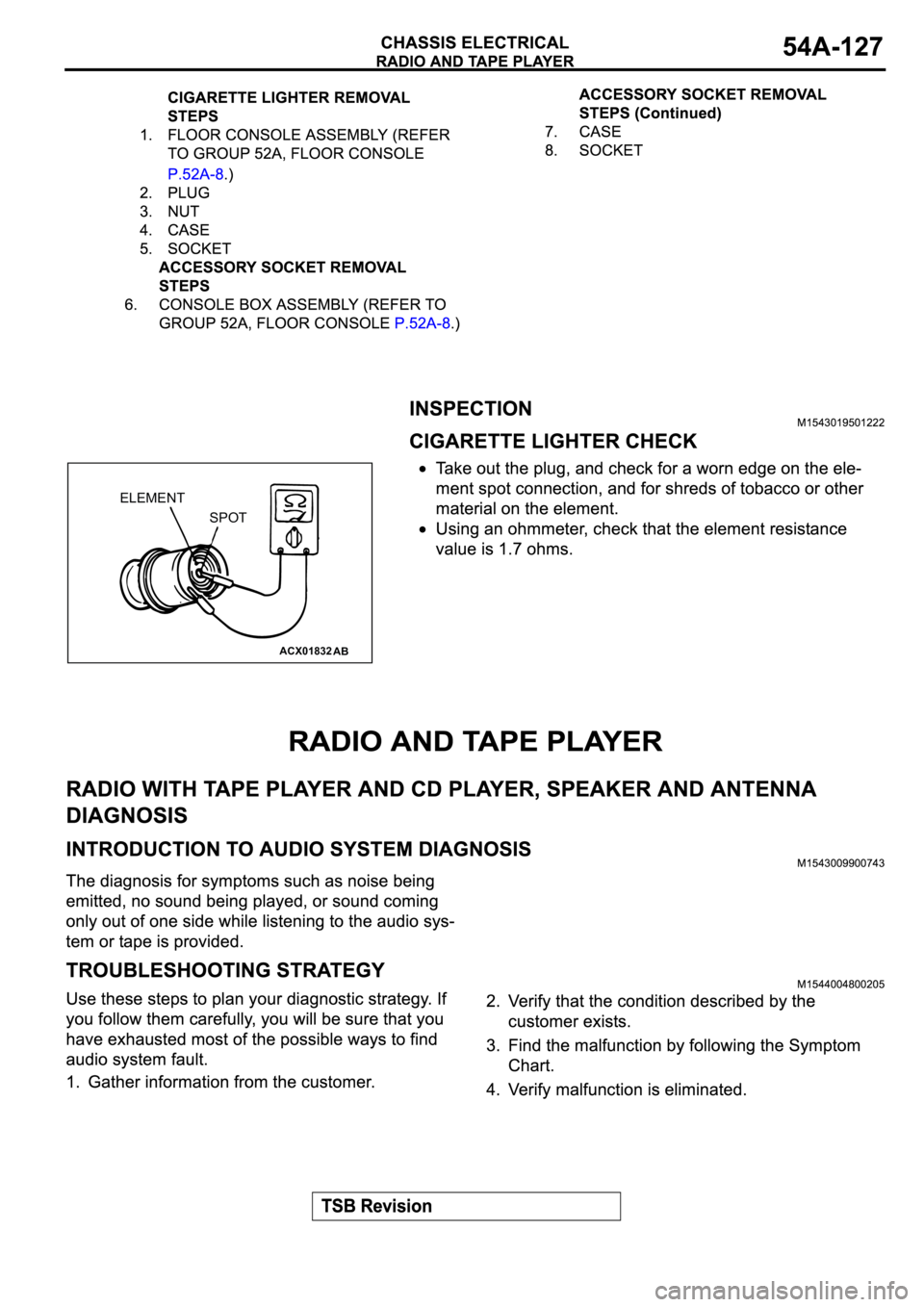 MITSUBISHI ECLIPSE 2003  Service Repair Manual ACX01832
AB
ELEMENT
SPOT 