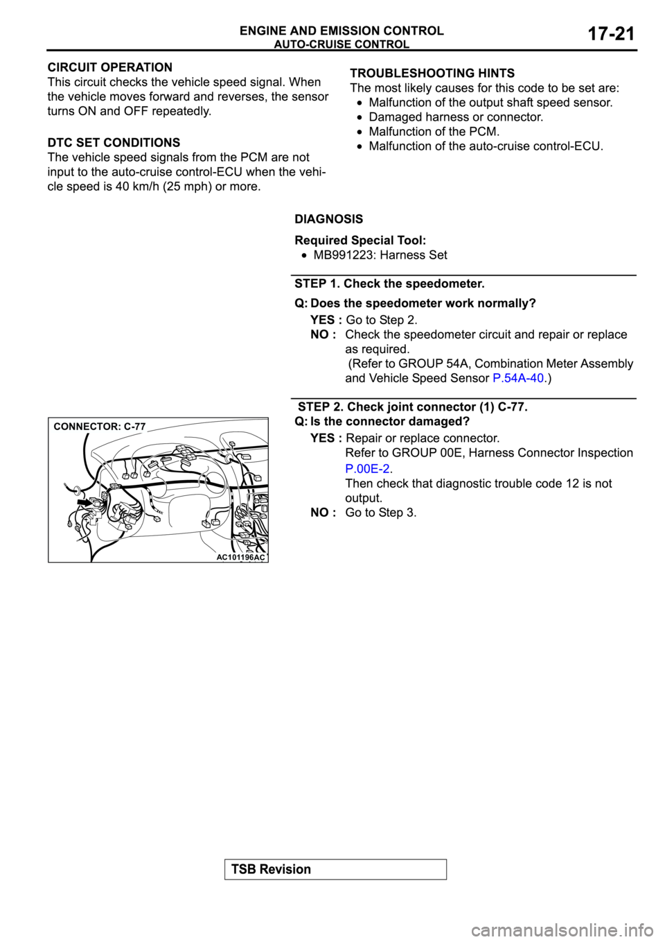 MITSUBISHI ECLIPSE 2003  Service Repair Manual AC101196
AC
CONNECTOR: C-77 