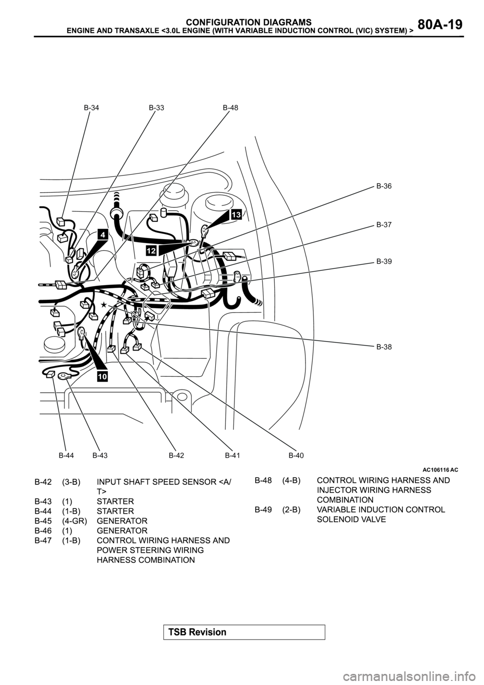 MITSUBISHI ECLIPSE 2003  Service Repair Manual AC106116AC
B-34 B-48
B-36
B-37
B-39
B-38
B-40 B-41 B-42 B-43 B-44
4
10
12
13
B-33 