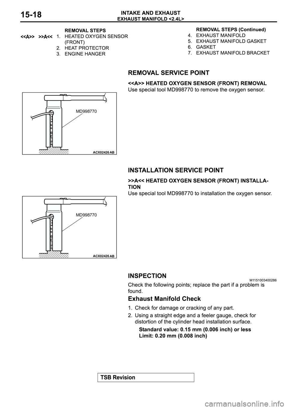 MITSUBISHI ECLIPSE 2003  Service Repair Manual ACX02426AB
MD998770
ACX02426AB
MD998770 
