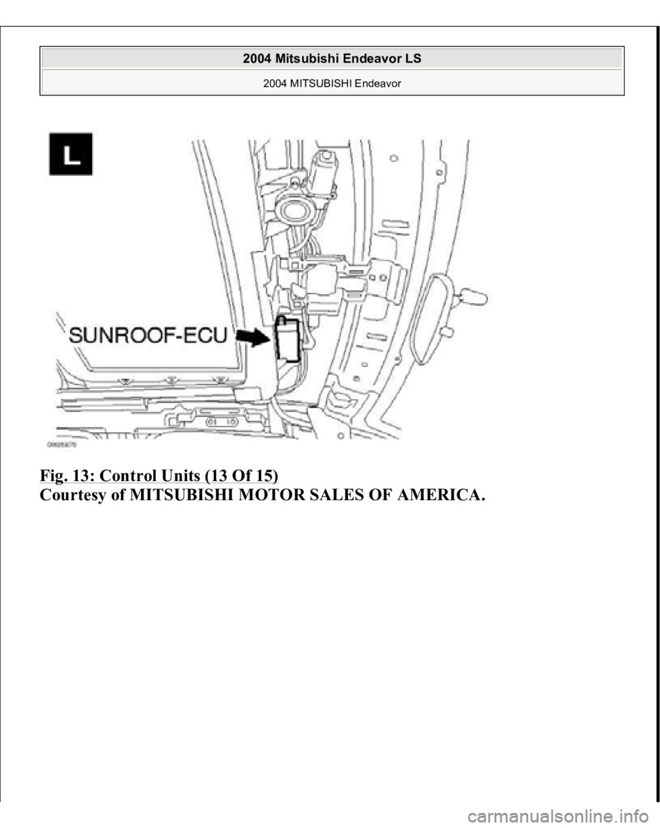 MITSUBISHI ENDEAVOR 2004  Service Repair Manual Fig. 13: Control Units (13 Of 15)
 
Courtesy of MITSUBISHI MOTOR SALES OF AMERICA.
 
2004 Mitsubishi Endeavor LS 
2004 MITSUBISHI Endeavor
   