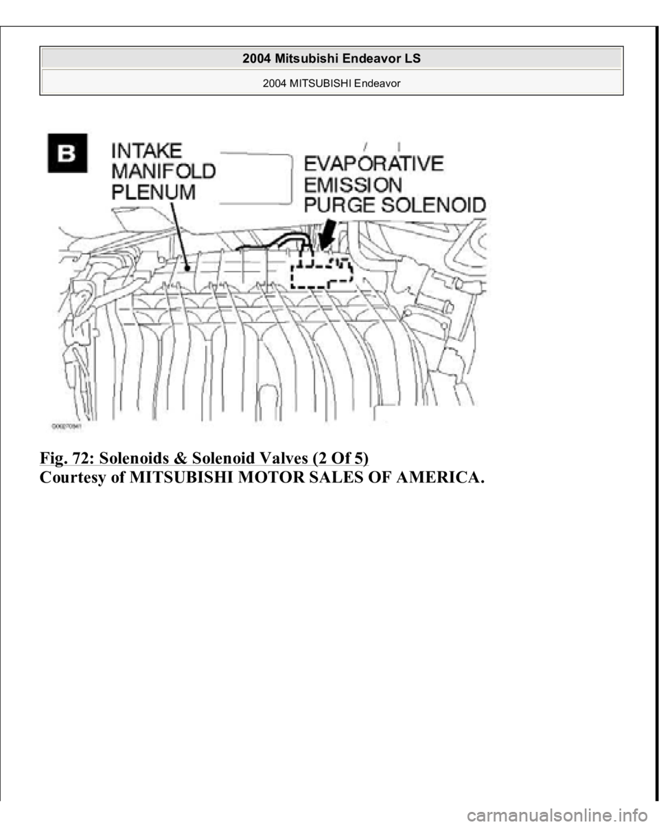 MITSUBISHI ENDEAVOR 2004  Service Repair Manual Fig. 72: Solenoids & Solenoid Valves (2 Of 5)
 
Courtesy of MITSUBISHI MOTOR SALES OF AMERICA.
 
2004 Mitsubishi Endeavor LS 
2004 MITSUBISHI Endeavor
   