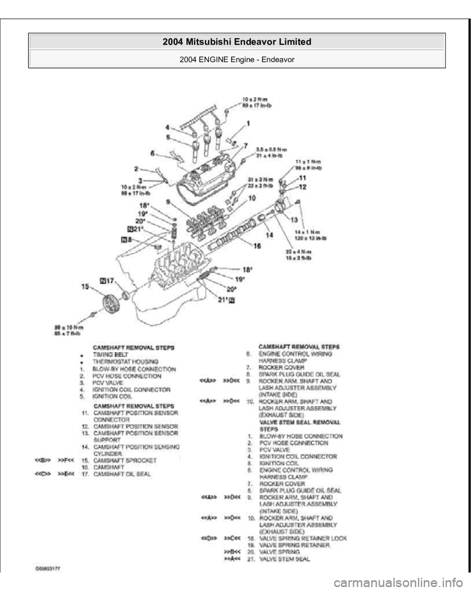 MITSUBISHI ENDEAVOR 2004  Service Repair Manual  
2004 Mitsubishi Endeavor Limited 
2004 ENGINE Engine - Endeavor
   