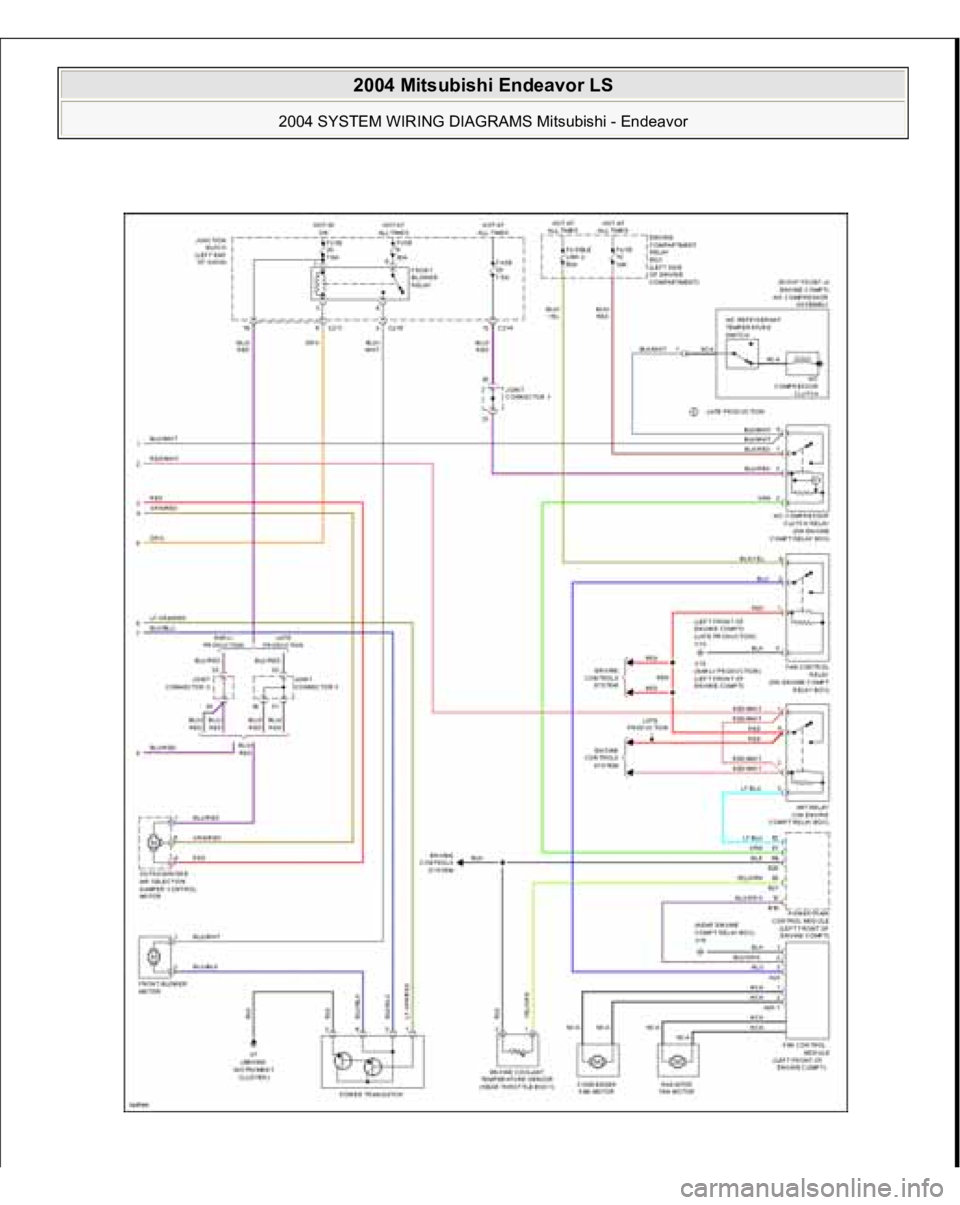 MITSUBISHI ENDEAVOR 2004  Service Repair Manual  
2004 Mitsubishi Endeavor LS 
2004 SYSTEM WIRING DIAGRAMS Mitsubishi - Endeavor
   