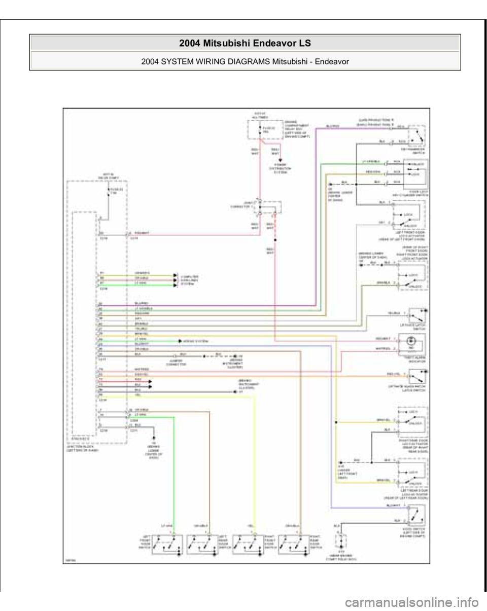 MITSUBISHI ENDEAVOR 2004  Service Repair Manual  
2004 Mitsubishi Endeavor LS 
2004 SYSTEM WIRING DIAGRAMS Mitsubishi - Endeavor
   