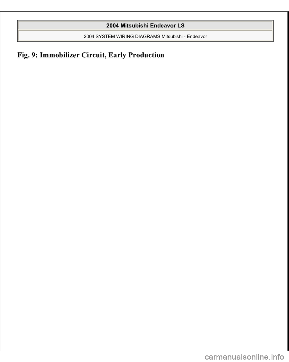 MITSUBISHI ENDEAVOR 2004  Service Repair Manual Fig. 9: Immobilizer Circuit, Earl
y Productio
n
 
2004 Mitsubishi Endeavor LS 
2004 SYSTEM WIRING DIAGRAMS Mitsubishi - Endeavor
   