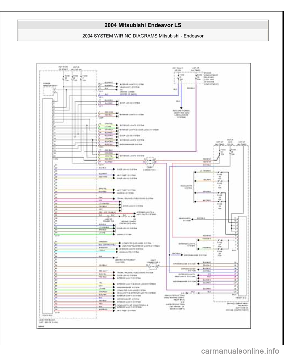 MITSUBISHI ENDEAVOR 2004  Service Repair Manual  
2004 Mitsubishi Endeavor LS 
2004 SYSTEM WIRING DIAGRAMS Mitsubishi - Endeavor
   