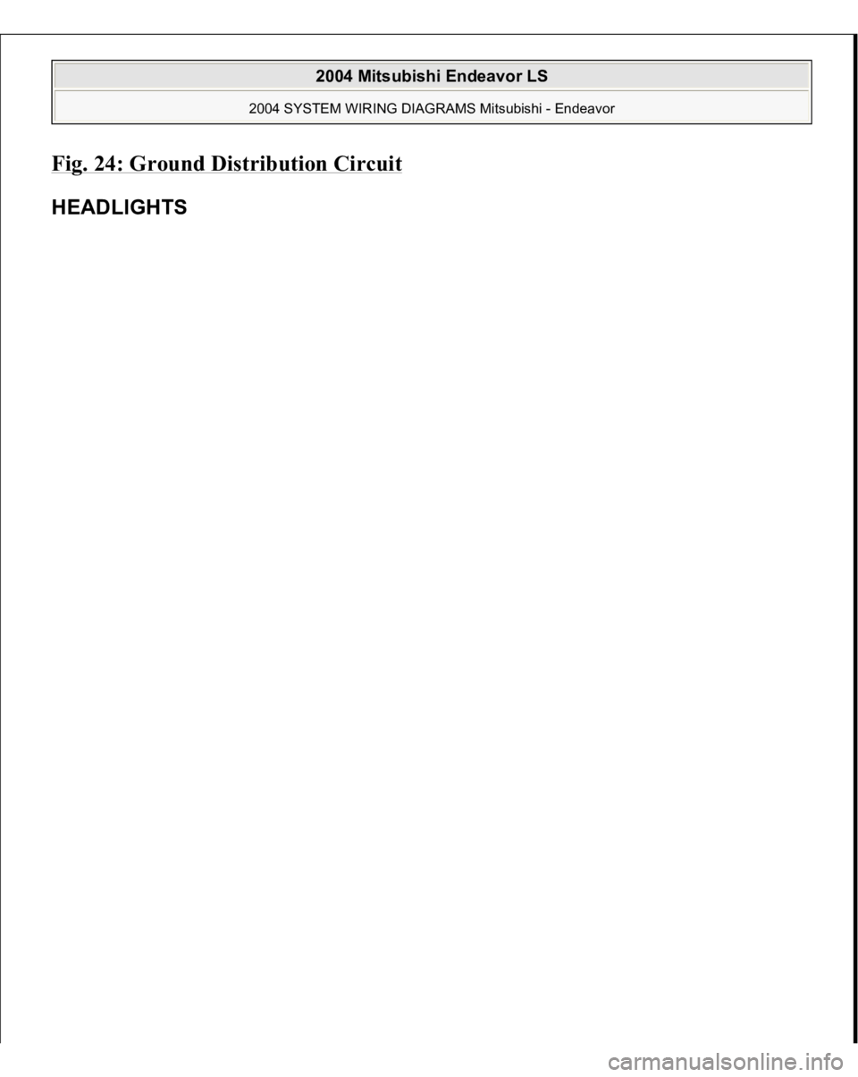 MITSUBISHI ENDEAVOR 2004  Service Repair Manual Fig. 24: Ground Distribution Circui
t 
HEADLIGHTS  
2004 Mitsubishi Endeavor LS 
2004 SYSTEM WIRING DIAGRAMS Mitsubishi - Endeavor
   