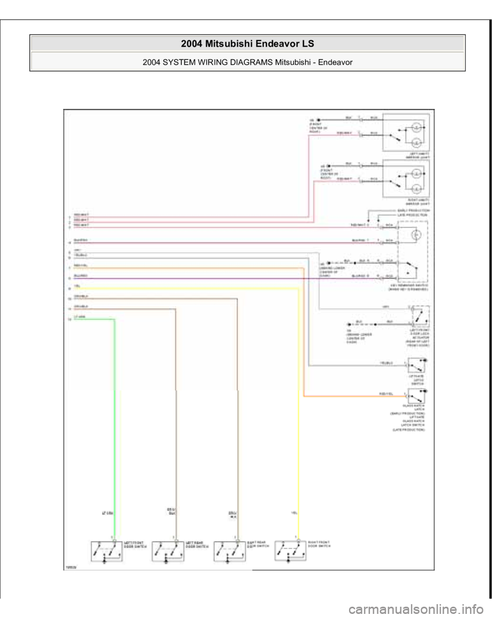 MITSUBISHI ENDEAVOR 2004  Service Repair Manual  
2004 Mitsubishi Endeavor LS 
2004 SYSTEM WIRING DIAGRAMS Mitsubishi - Endeavor
   