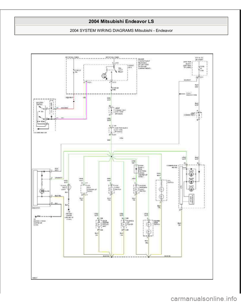 MITSUBISHI ENDEAVOR 2004  Service Repair Manual  
2004 Mitsubishi Endeavor LS 
2004 SYSTEM WIRING DIAGRAMS Mitsubishi - Endeavor
   