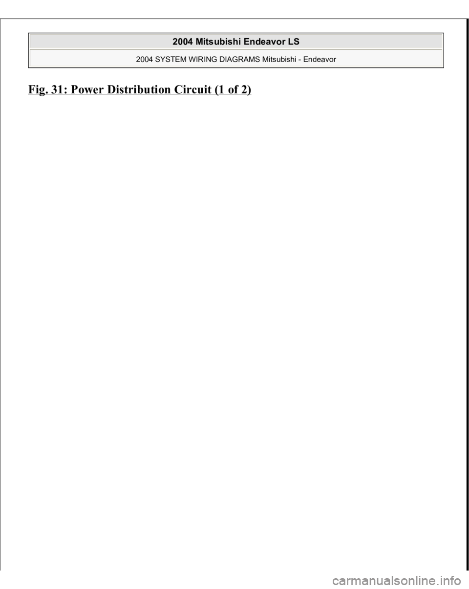 MITSUBISHI ENDEAVOR 2004  Service Repair Manual Fig. 31: Power Distribution Circuit (1 of 2)
 
2004 Mitsubishi Endeavor LS 
2004 SYSTEM WIRING DIAGRAMS Mitsubishi - Endeavor
   