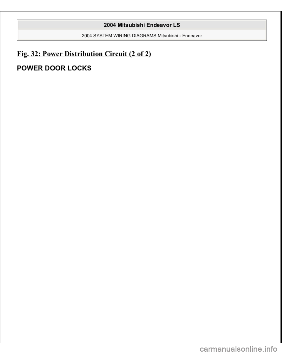 MITSUBISHI ENDEAVOR 2004  Service Repair Manual Fig. 32: Power Distribution Circuit (2 of 2)
 
POWER DOOR LOCKS  
2004 Mitsubishi Endeavor LS 
2004 SYSTEM WIRING DIAGRAMS Mitsubishi - Endeavor
   