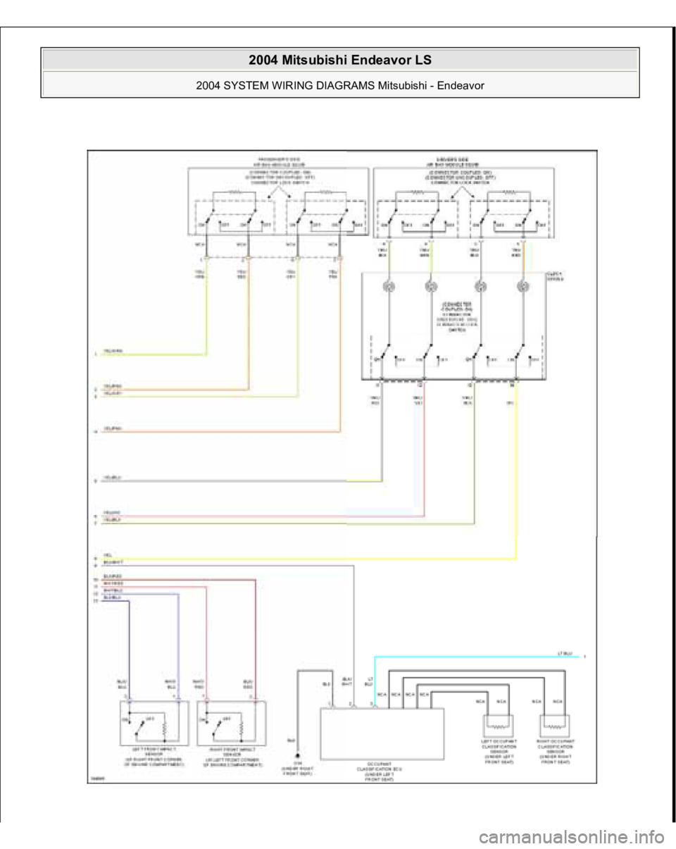 MITSUBISHI ENDEAVOR 2004  Service Repair Manual  
2004 Mitsubishi Endeavor LS 
2004 SYSTEM WIRING DIAGRAMS Mitsubishi - Endeavor
   