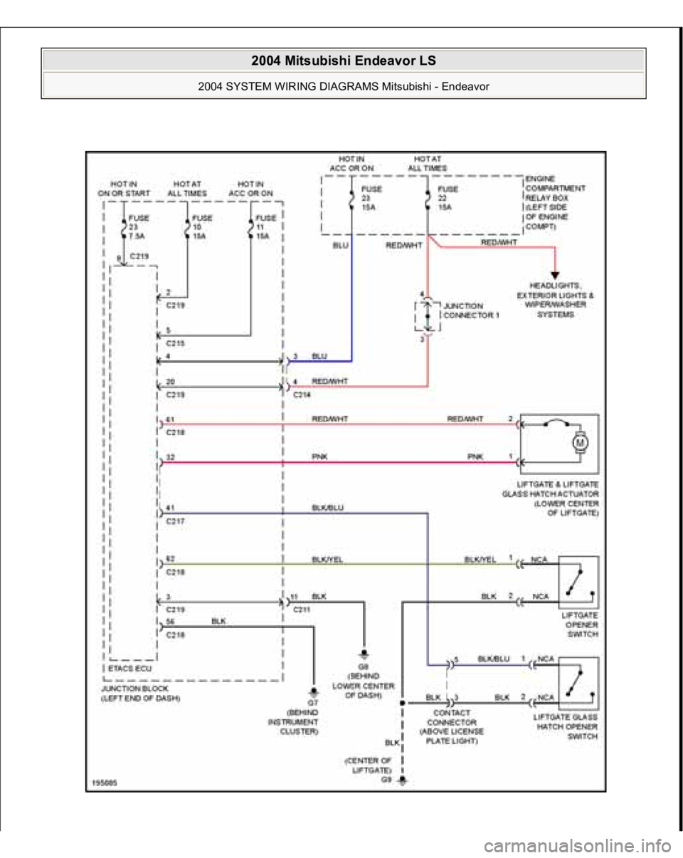 MITSUBISHI ENDEAVOR 2004  Service Repair Manual  
2004 Mitsubishi Endeavor LS 
2004 SYSTEM WIRING DIAGRAMS Mitsubishi - Endeavor
   