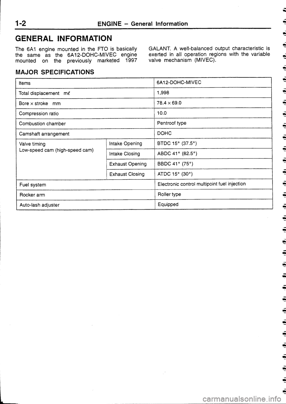 MITSUBISHI FTO 1998  Technical Information Manual 