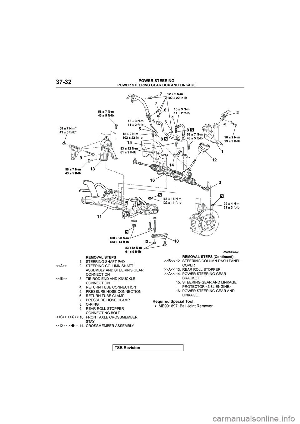 MITSUBISHI GALANT 2004  Workshop Manual 




 !
$%&&()





$C6&2$87$,&.-((-*
•7747
%$$
?"+)
 <# *
AC306567
2
18 ± 2 N·m
13 ± 2 ft-lb
29 ± 4 N·m
21 ± 3 ft-lb
6 
98 4
5
1