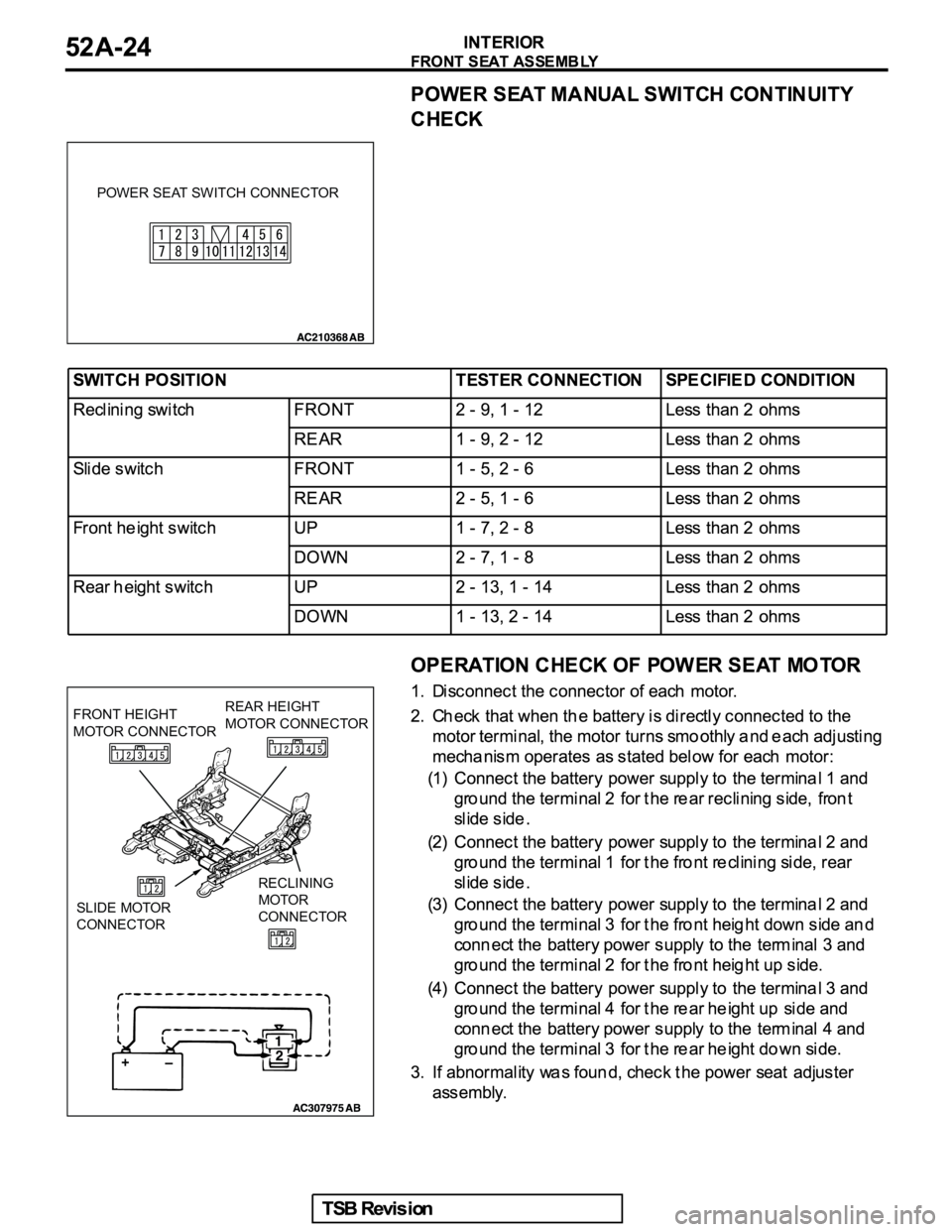 MITSUBISHI GALANT 2005  Service Repair Manual POWER SEAT SWITCH CONNECTOR
RECLINING
MOTOR
CONNECTOR SLIDE MOTOR
CONNECTOR FRONT HEIGHT
MOTOR CONNECTORREAR HEIGHT
MOTOR CONNECTOR 