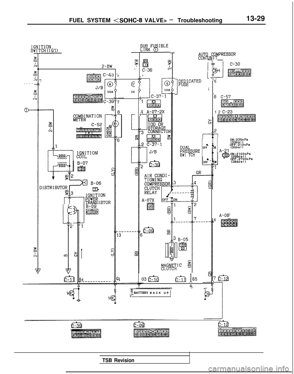 MITSUBISHI GALANT 1989  Service Repair Manual FUEL SYSTEM <SOHC-8 VALVE> - Troubleshooting
13-29
;NIr(IT
zis-N2-BW?I
I
1234 c-4:3 a7
7mlss7.3 -77
J/BGi>
I
@
101RIO
2‘c-390
5
77
I,
r
,---

-
i
r
AUTO COMPRESSORCONTROLUYIT ITqIf3Cl36
5
c:
61
I
