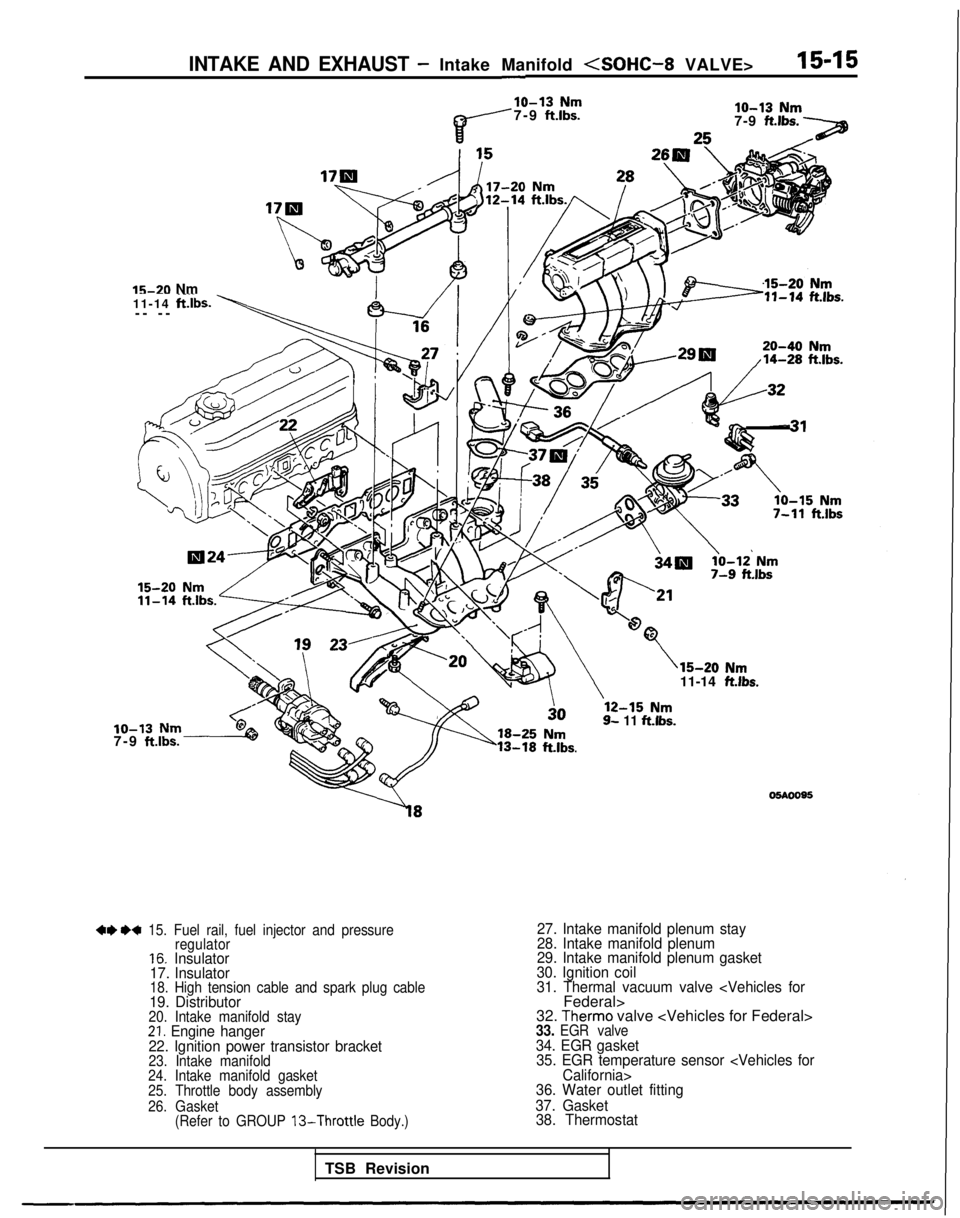 MITSUBISHI GALANT 1989  Service Repair Manual INTAKE AND EXHAUST -Intake Manifold <SOHC-8 VALVE>15-15
lo-13 Nm
r
7-9 ftlbs.IO-13 Nm7-9 ftlbs.
IS-20 Nm
11-14 ft Ibs-- -- --I-
7-11 ft.lbs
‘S-20 Nm11-14  ftlbs.
9- 11 
ftlbs.lo-13 Nm7-9 
ftlbs.
20-