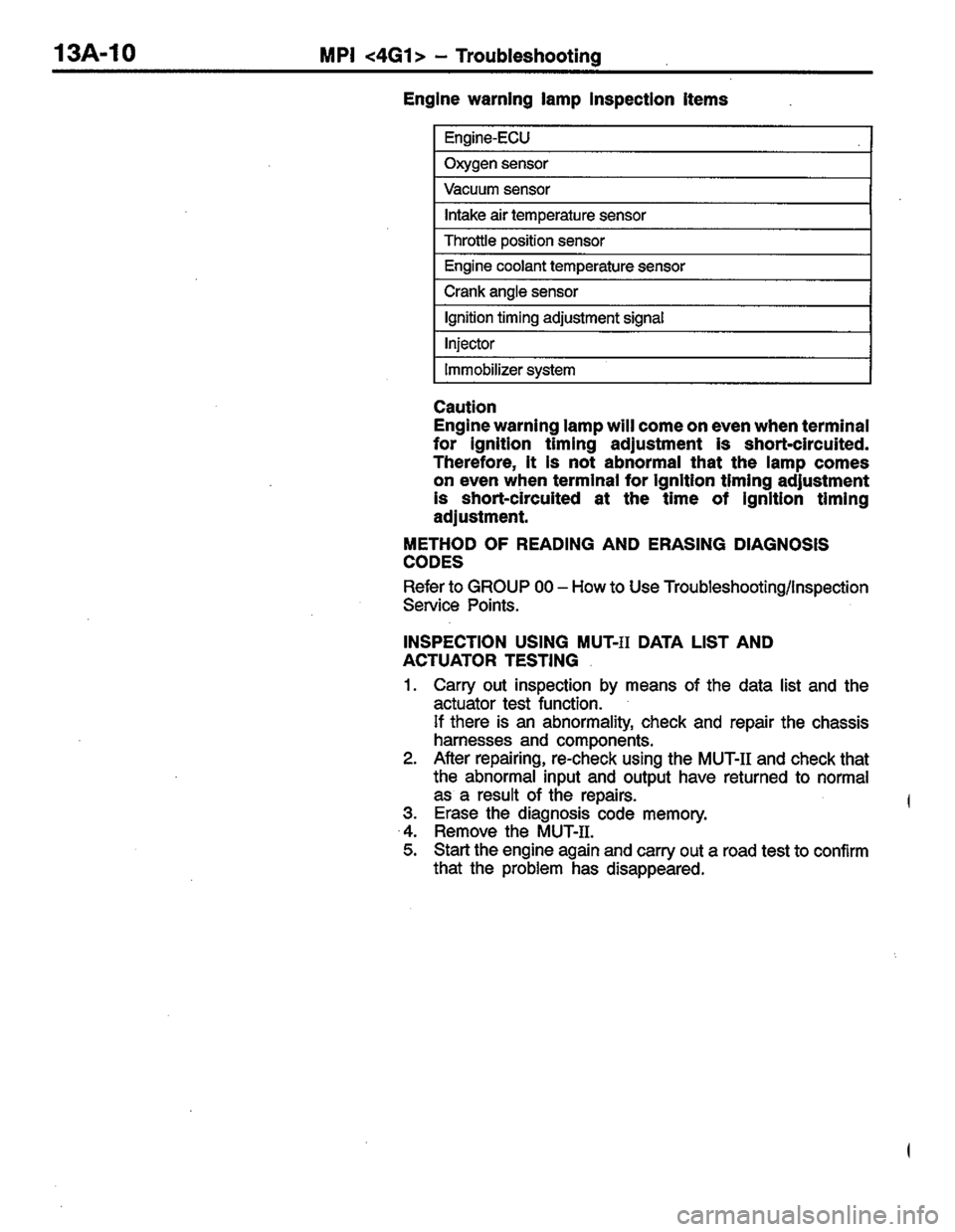 MITSUBISHI LANCER 1996  Workshop  Service Repair Manual 