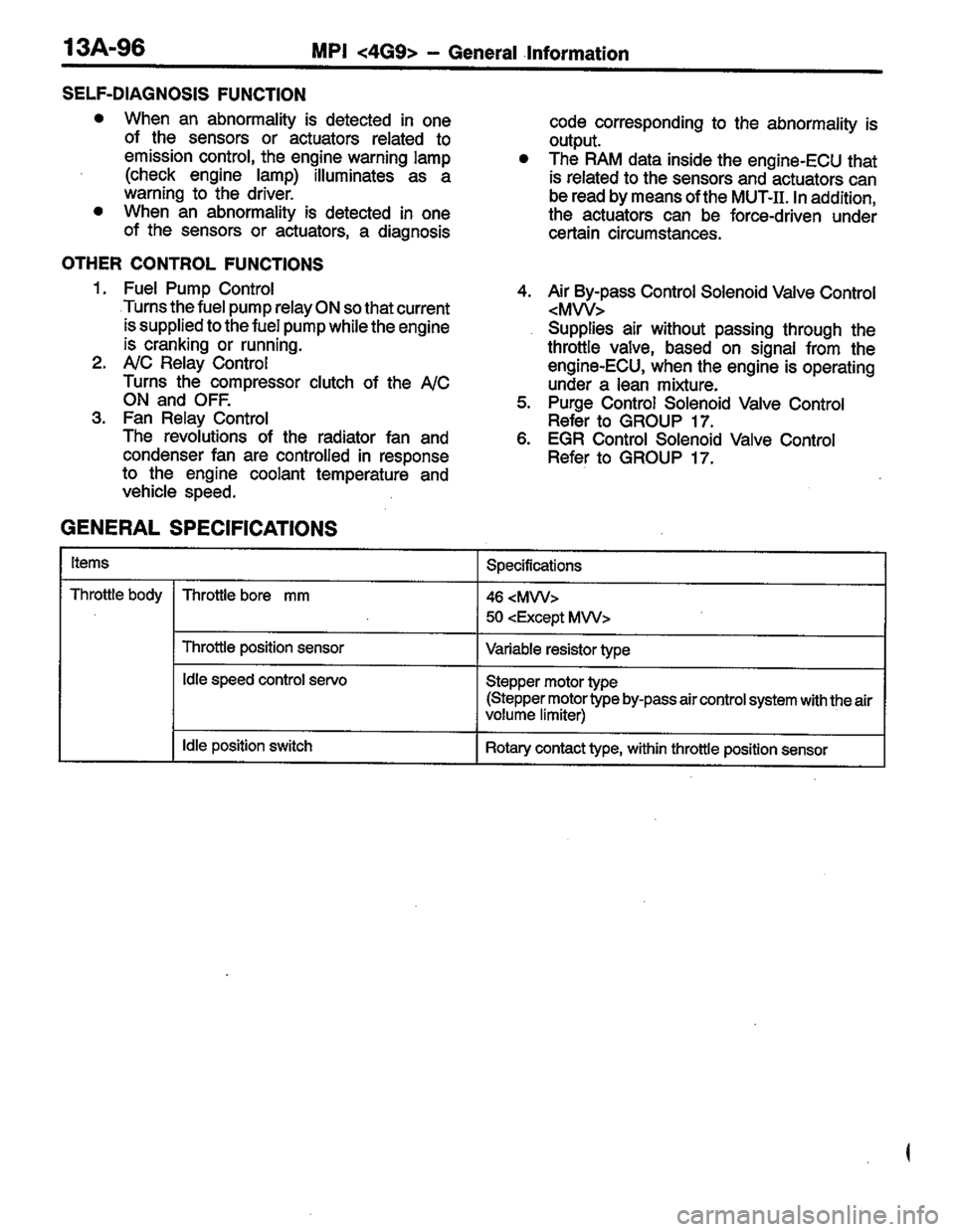 MITSUBISHI LANCER 1996  Workshop  Service Repair Manual 