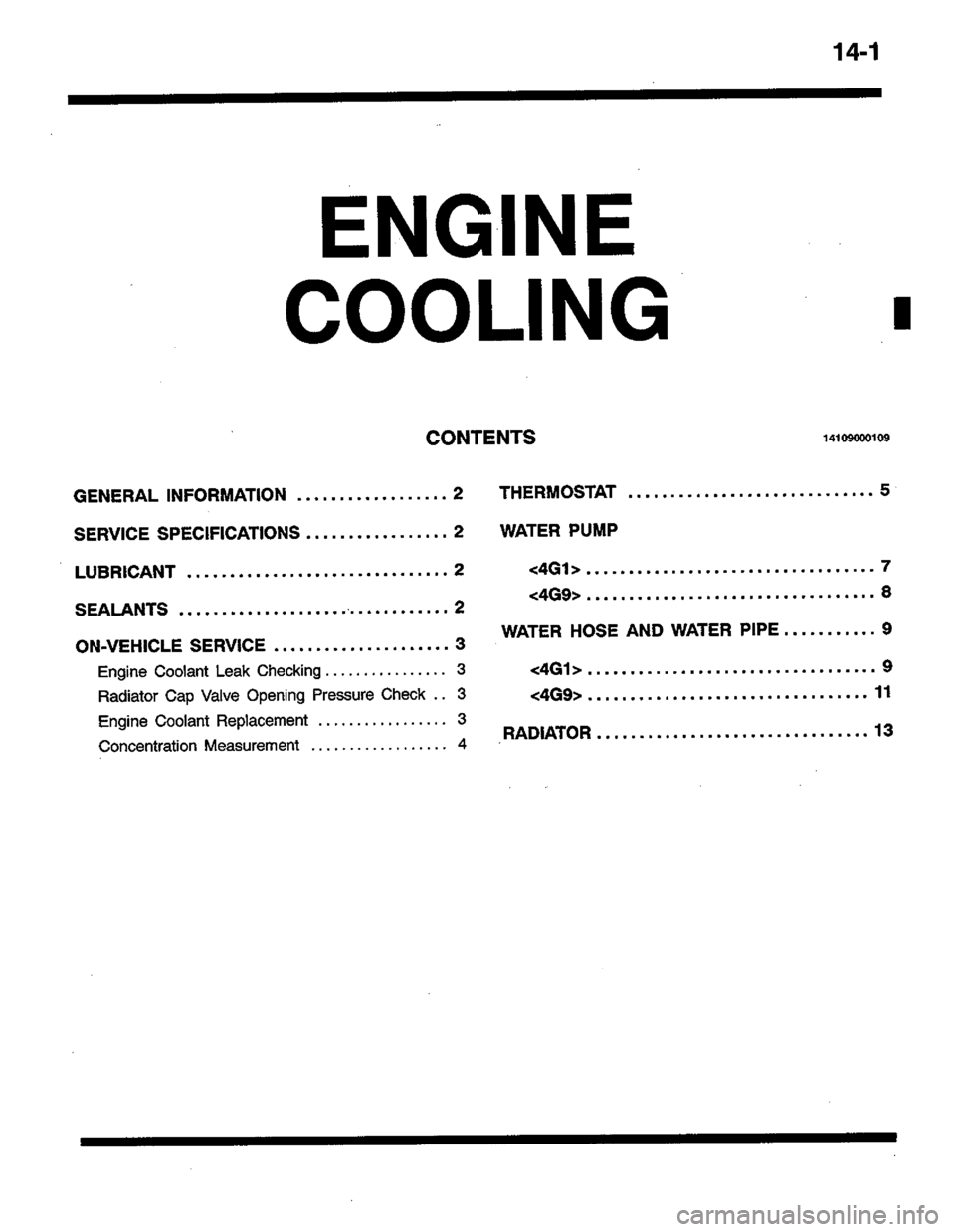 MITSUBISHI LANCER 1996  Workshop  Service Repair Manual 