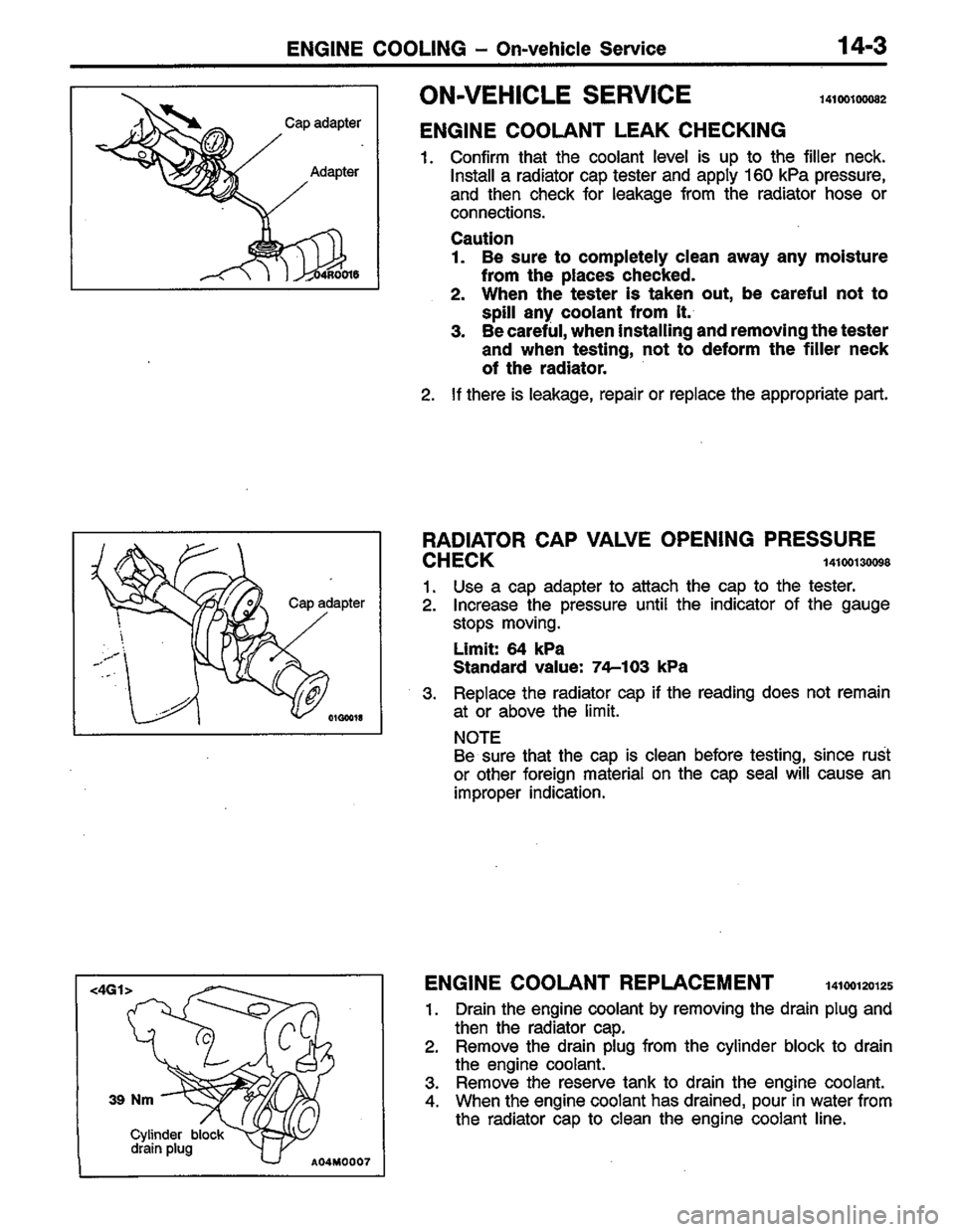 MITSUBISHI LANCER 1996  Workshop  Service Repair Manual 