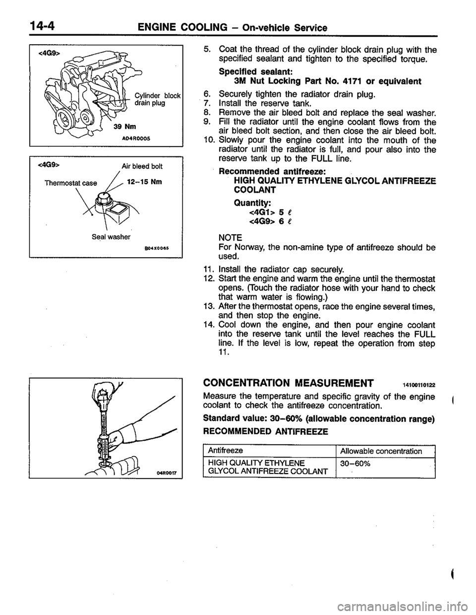 MITSUBISHI LANCER 1996  Workshop  Service Repair Manual 