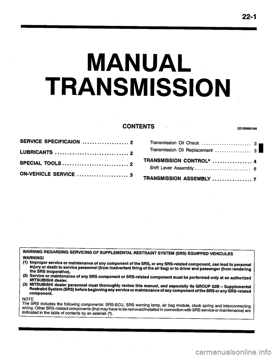 MITSUBISHI LANCER 1996  Workshop  Service Repair Manual 