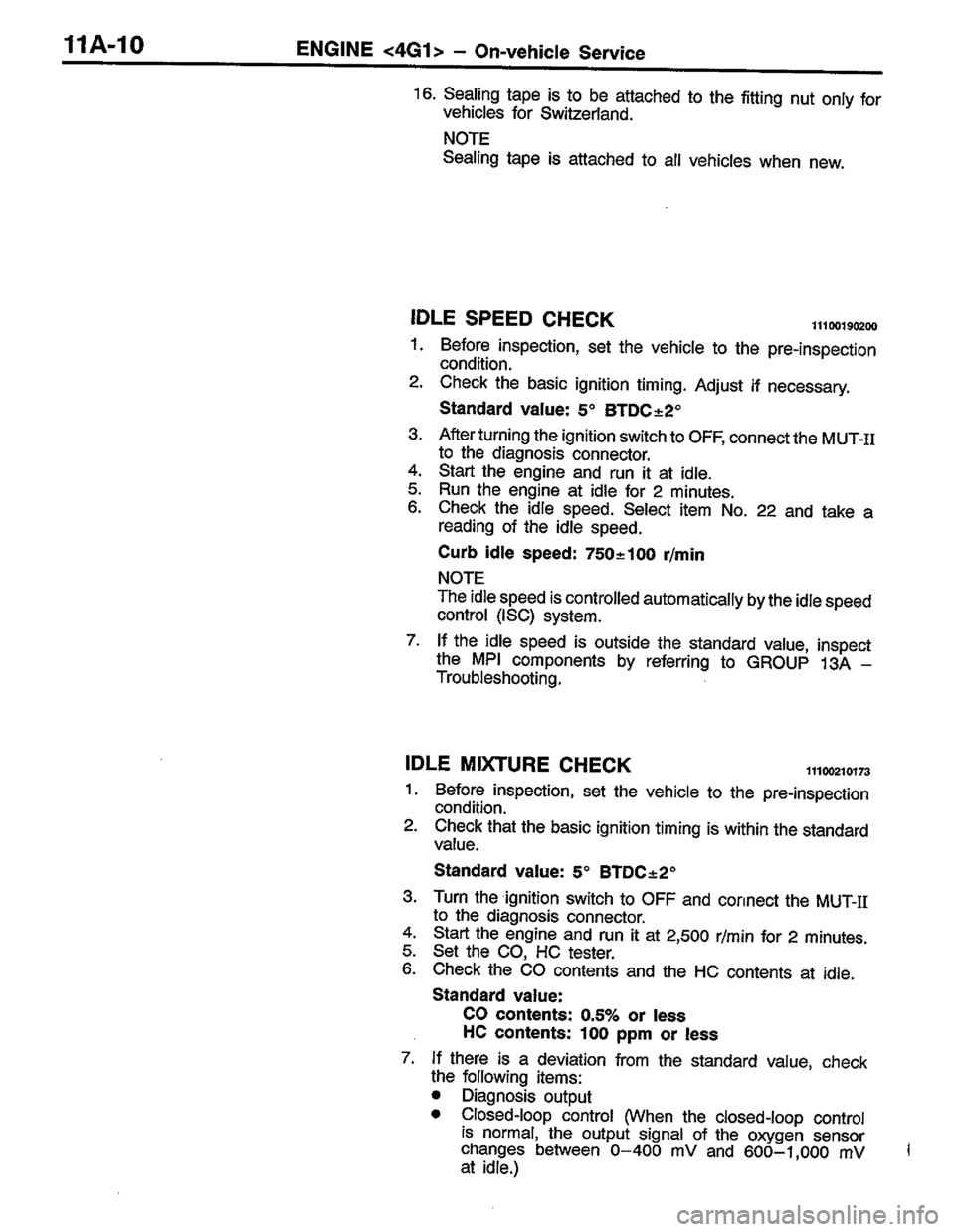 MITSUBISHI LANCER 1996  Workshop  Service Repair Manual 