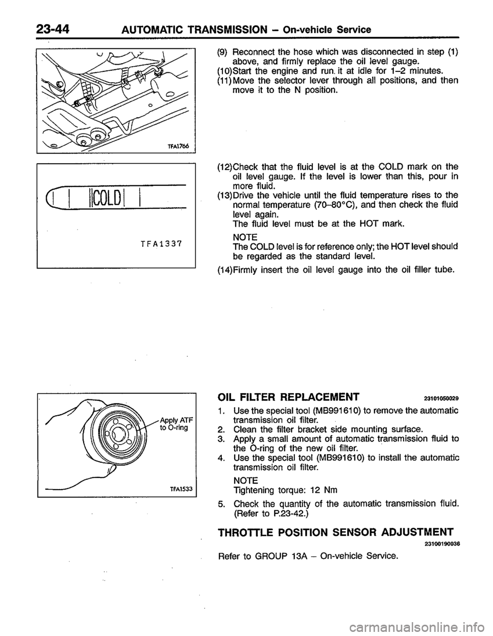 MITSUBISHI LANCER 1996  Workshop  Service Repair Manual 