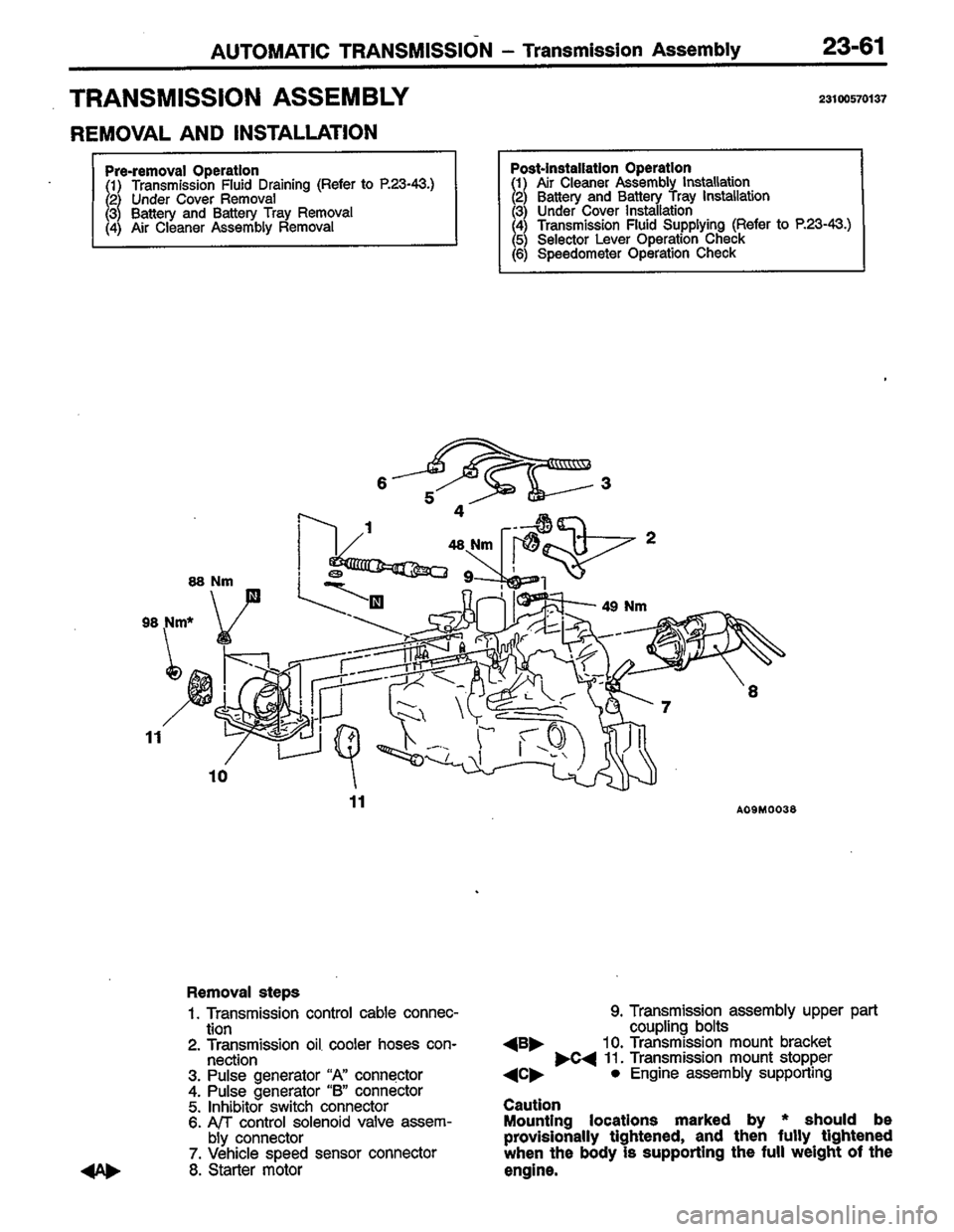 MITSUBISHI LANCER 1996  Workshop  Service Repair Manual 
