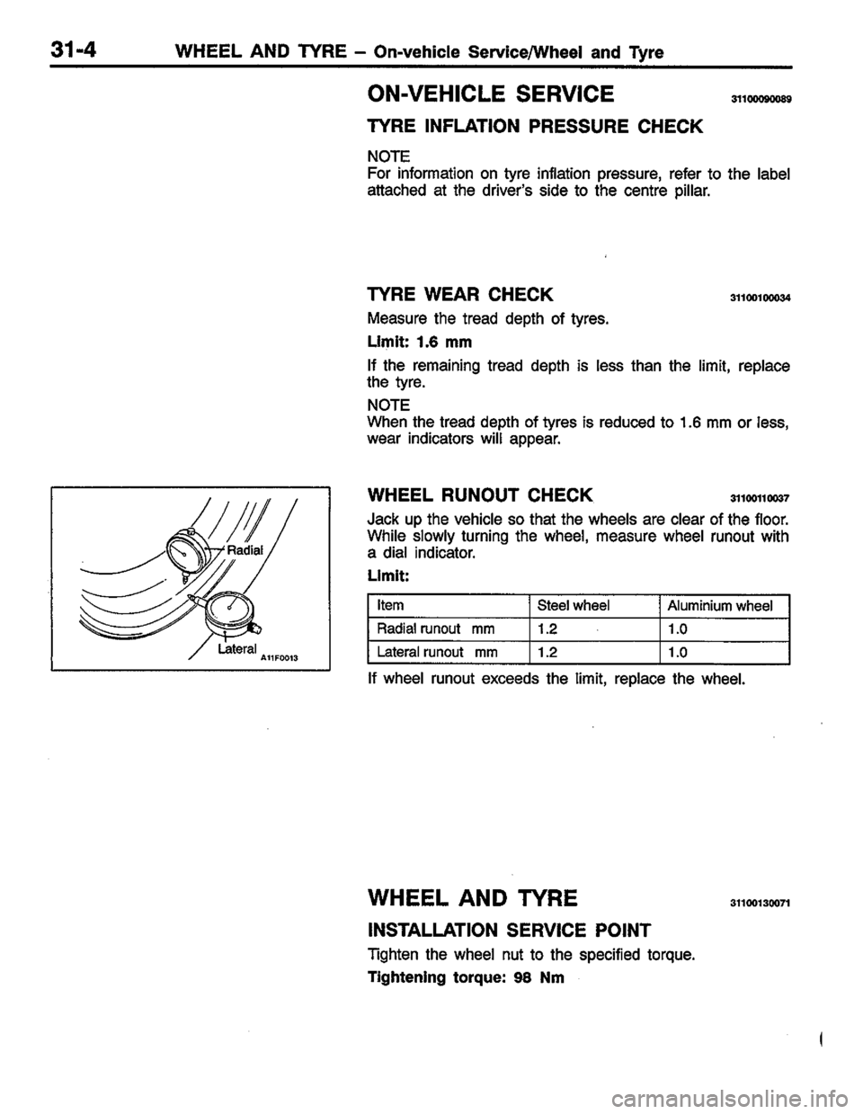 MITSUBISHI LANCER 1996  Workshop  Service Repair Manual 