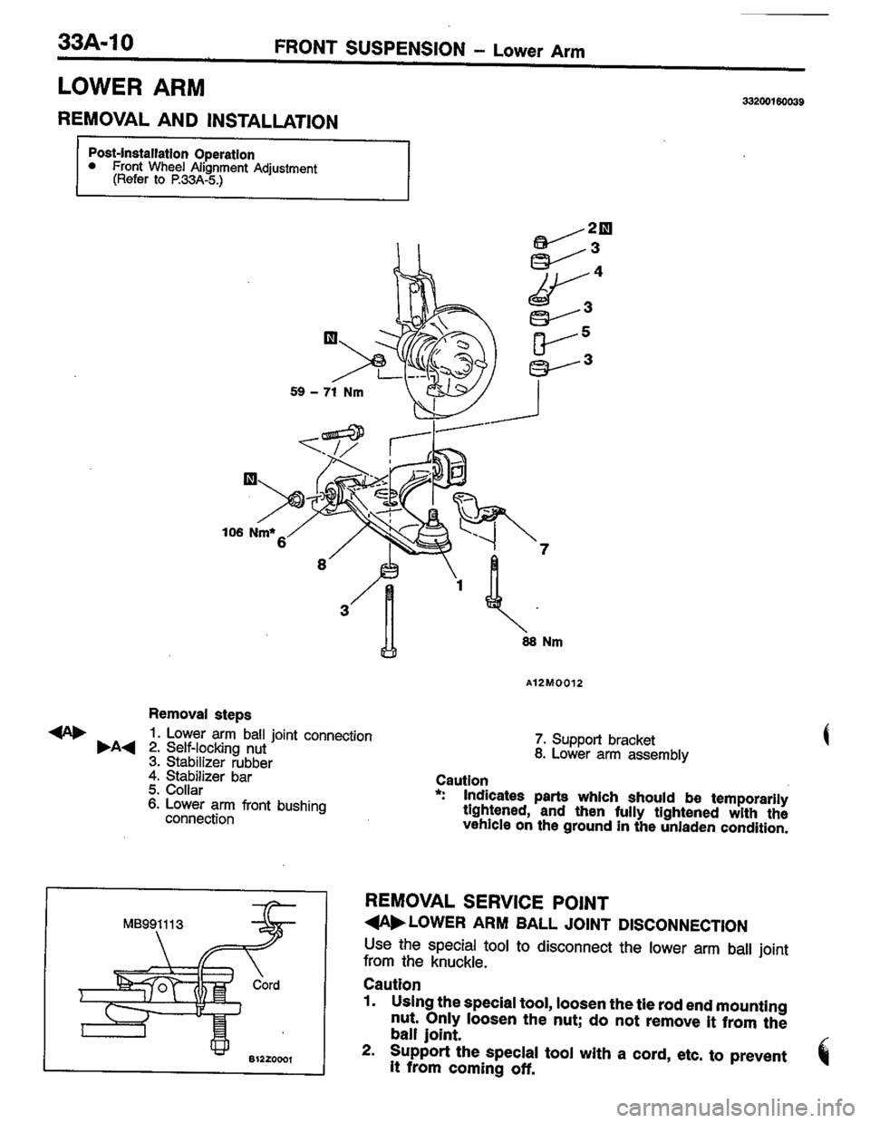 MITSUBISHI LANCER 1996  Workshop  Service Repair Manual 