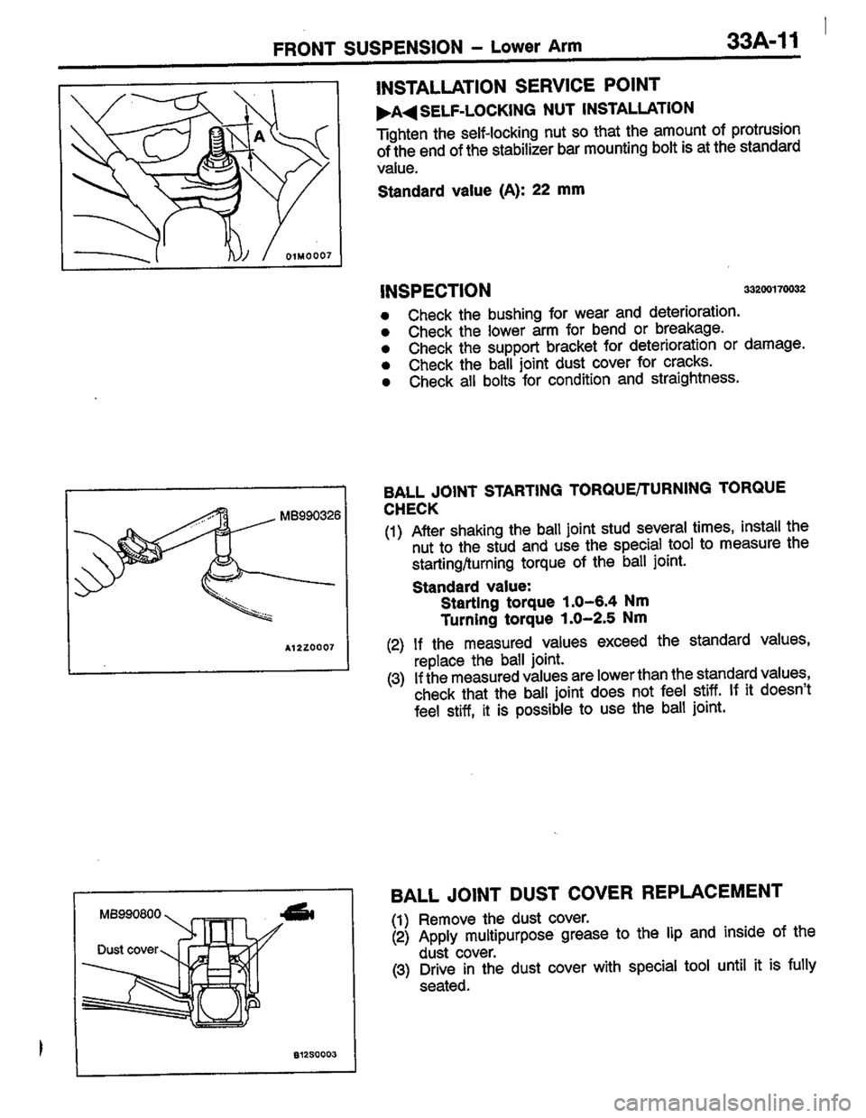 MITSUBISHI LANCER 1996  Workshop  Service Repair Manual 