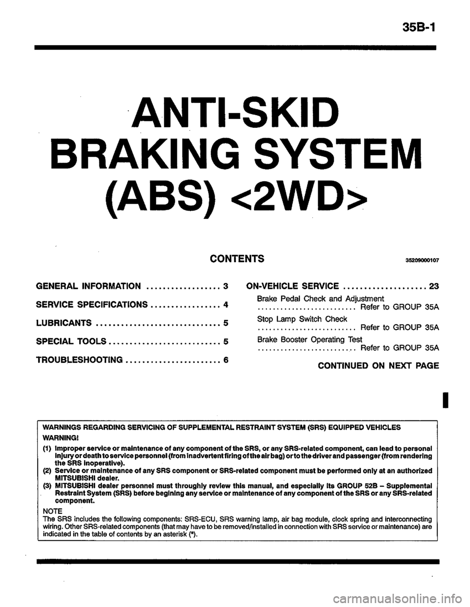MITSUBISHI LANCER 1996  Workshop  Service Repair Manual 