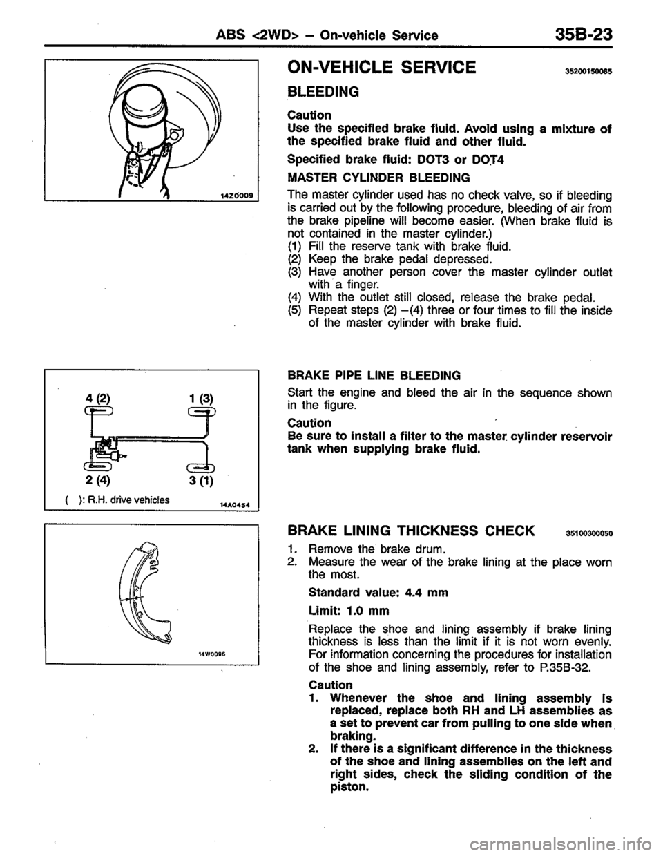 MITSUBISHI LANCER 1996  Workshop  Service Repair Manual 