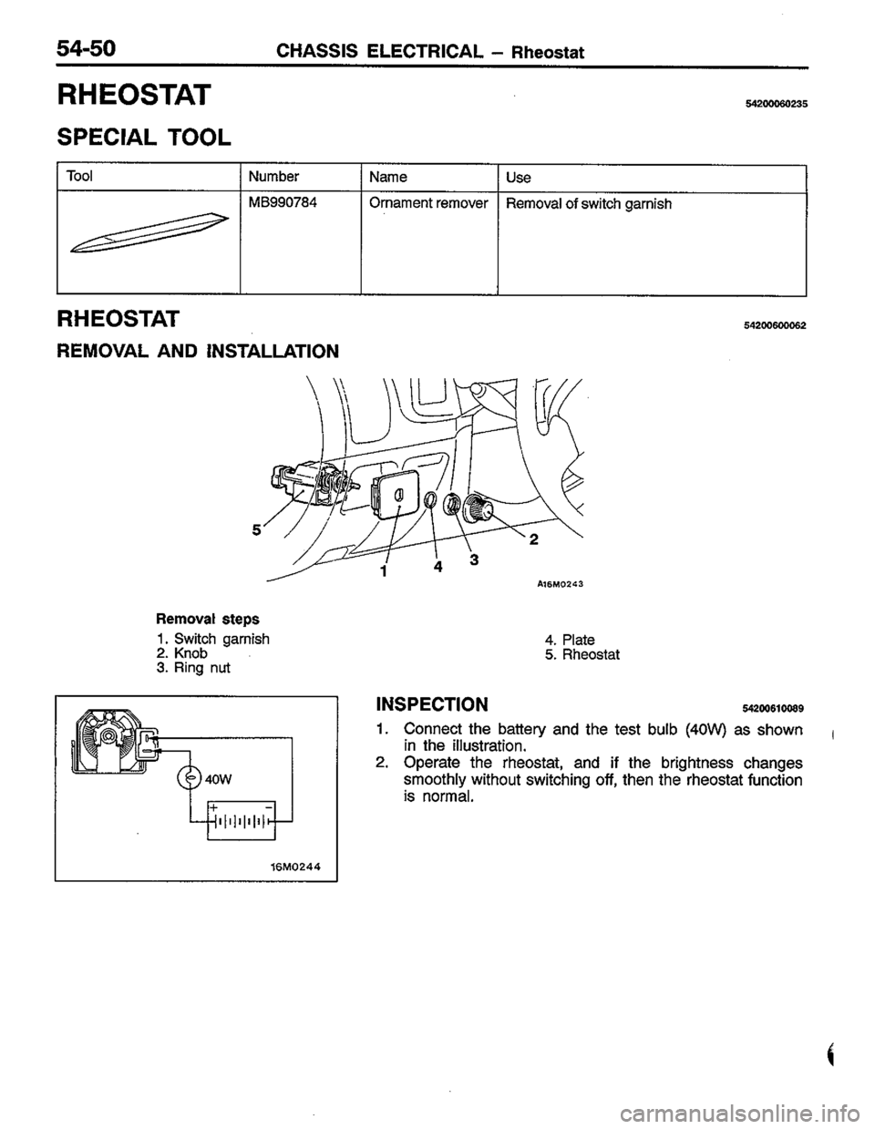 MITSUBISHI LANCER 1996  Workshop  Service Repair Manual 