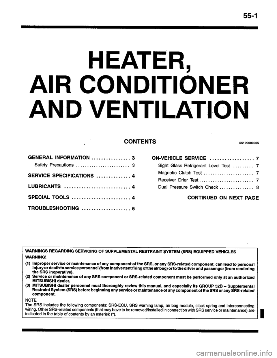 MITSUBISHI LANCER 1996  Workshop  Service Repair Manual 